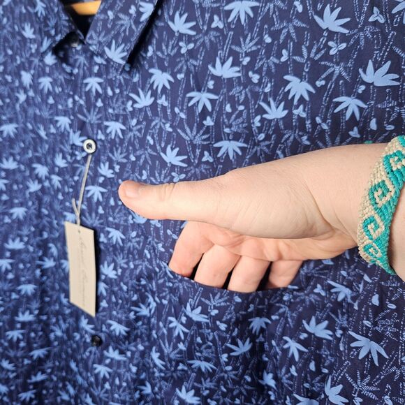 DANIEL CREMIEUX Casual Shirt Short Sleeve Button Up Men's XL Blue Hemp Plants - Picture 5 of 8